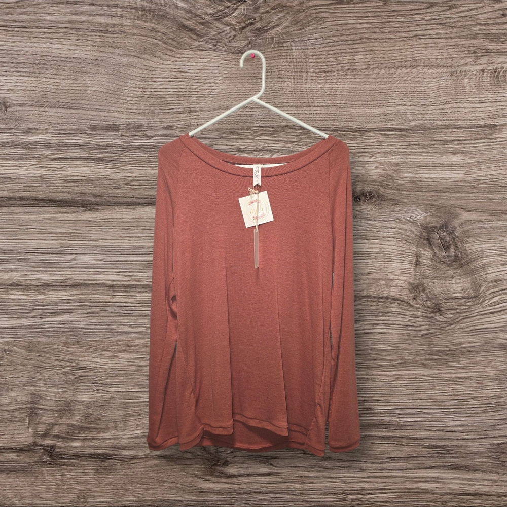 Elegant Women's Rust Long Sleeve Top